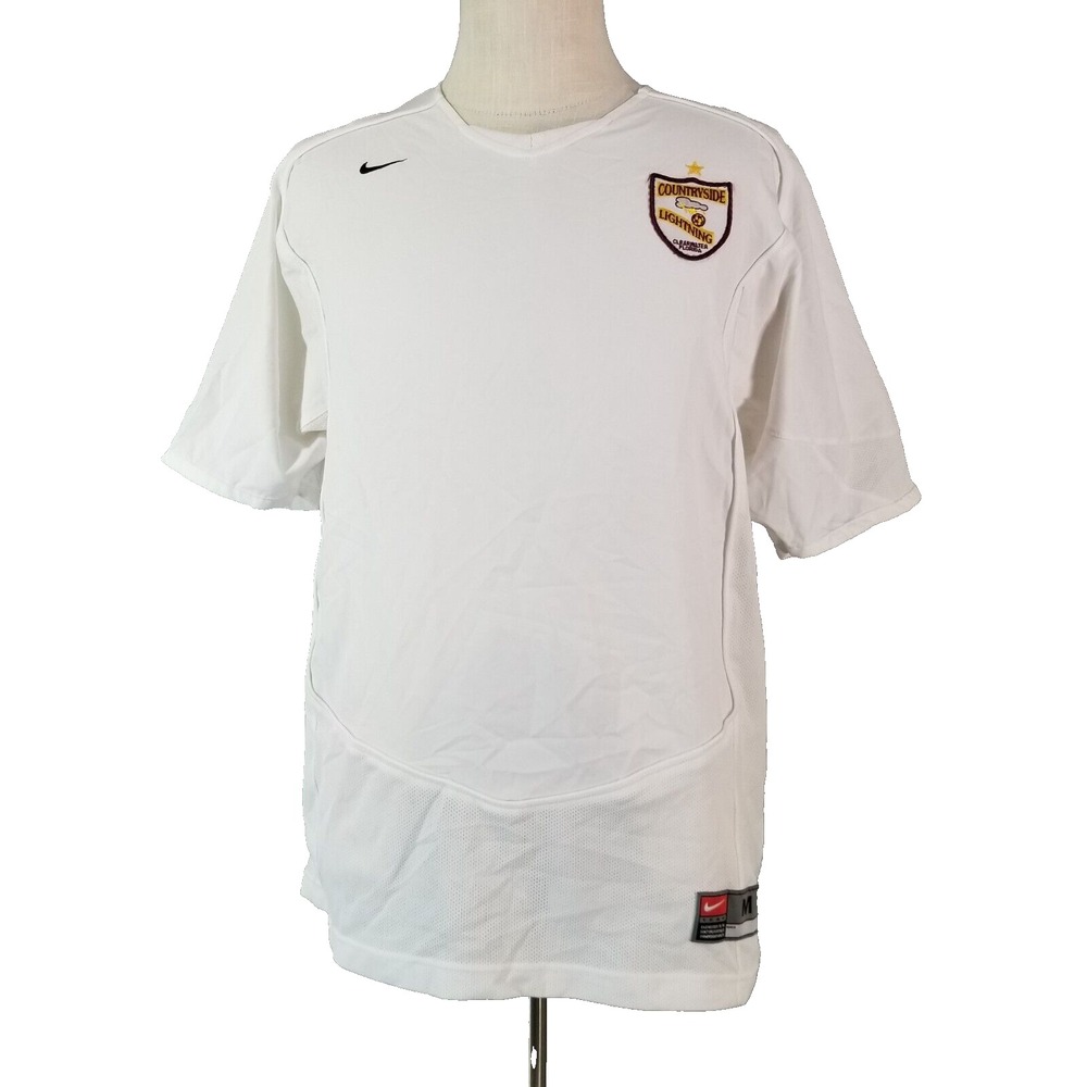 Nike Soccer Jersey Mens M White Clearwater Lightning Dri-Fit Pullover Logo #9